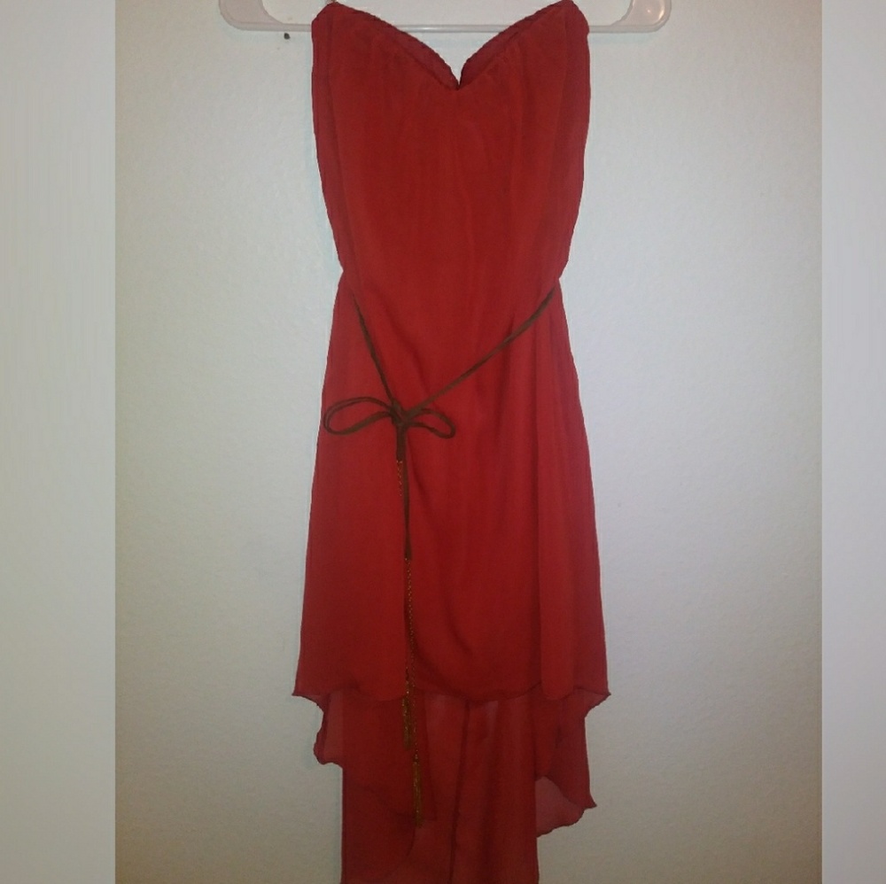 Papaya Strapless chiffon Dress with Belt